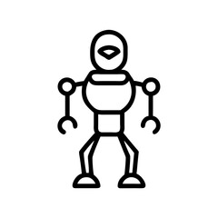 Simple Line Art Illustration of a Futuristic Robot