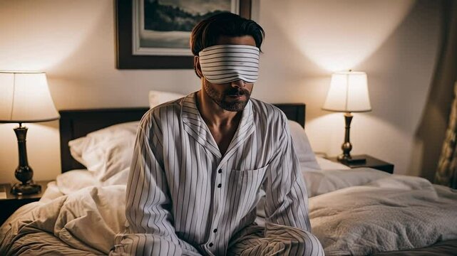 Sleepwalking person at home. Noctambulist.