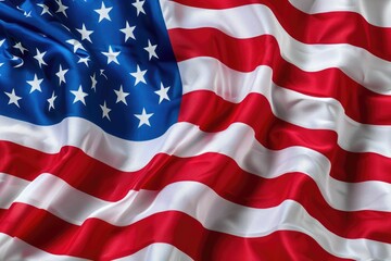 Obraz premium Close-up of a waving American flag, showcasing its vibrant colors and rich texture.