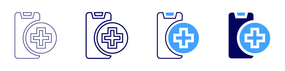 Medical health tracking app icon in 4 different styles. Thin Line, Line, Bold Line, Duotone. Duotone style. Editable stroke