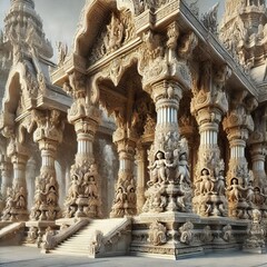 Temples Ornate structures with carved pillars and sculptures