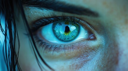 Fototapeta premium Intense Gaze Close Up of a Human Eye Expressing Depth Perception and Complex Emotions Portrait