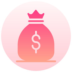 money bag vector round gradient icon