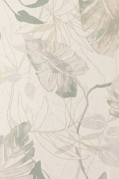 Botanical Bliss: A soft, textured backdrop featuring lush, pastel-toned foliage, perfect for serene and calming atmospheres.