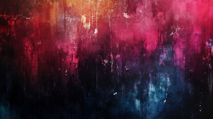 Abstract painting features vibrant colors and textured details in composition