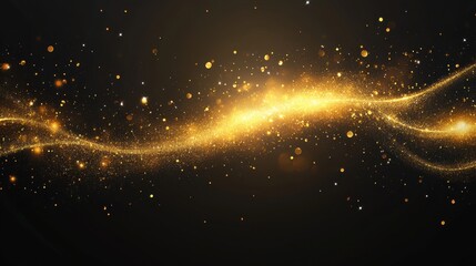 Fototapeta premium Golden glittering bokeh background featuring shimmering sparkles and defocused circles ideal for festive designs and elegant presentations 