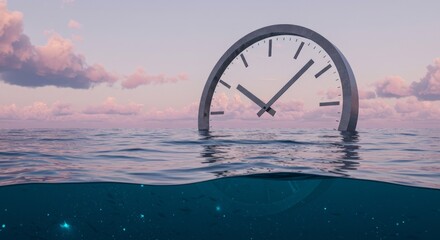 Clock floating on the ocean