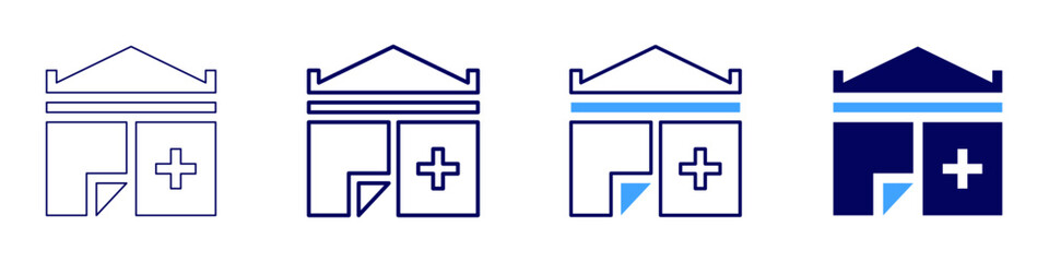 Medical pharmaceutical services icon in 4 different styles. Thin Line, Line, Bold Line, Duotone. Duotone style. Editable stroke