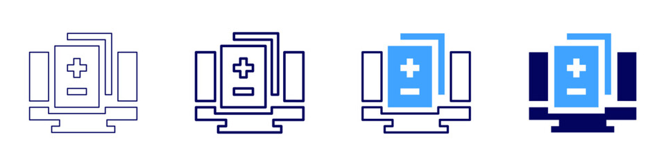 Obraz premium Medical software icon in 4 different styles. Thin Line, Line, Bold Line, Duotone. Duotone style. Editable stroke