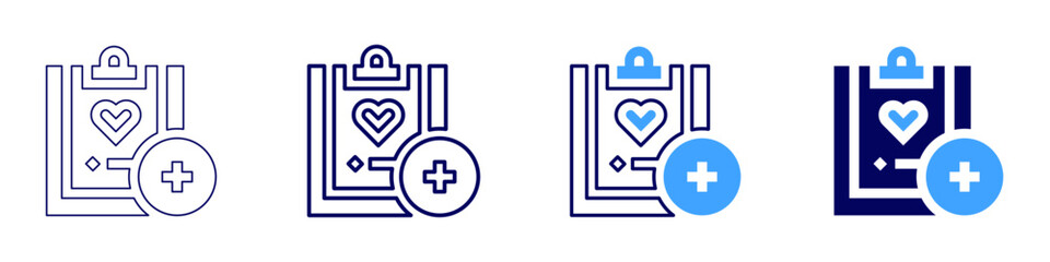 Medical staffing icon in 4 different styles. Thin Line, Line, Bold Line, Duotone. Duotone style. Editable stroke
