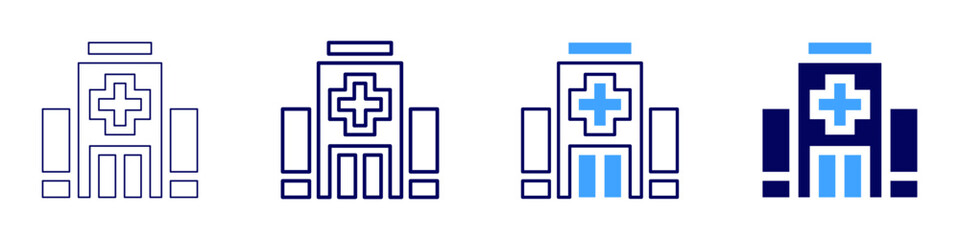 Obraz premium Medical treatment center icon in 4 different styles. Thin Line, Line, Bold Line, Duotone. Duotone style. Editable stroke