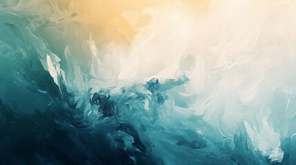 Abstract art depicting swirling waves in shades of blue and white