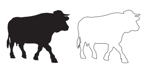 Strong Cow Silhouette - Bold Cow Representation - Cow Vector - Cow Illustration - Cow Vector - Cow Outline Vector - Cow Icon
