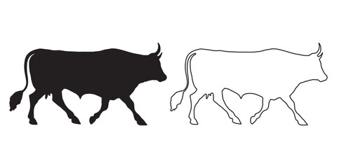 Cow Silhouette - Stylish Cow Icon for Prints - Cow Vector - Cow Illustration - Cow Vector - Cow Outline Vector - Cow Icon
