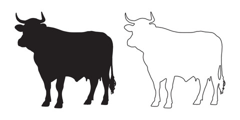 Minimalist Cow Silhouette - Distinct Cow Shadow for Art - Cow Vector - Cow Illustration - Cow Vector - Cow Outline Vector - Cow Icon
