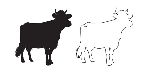 Cow Silhouette - Abstract Cow Drawing for Branding - Cow Vector - Cow Illustration - Cow Vector - Cow Outline Vector

