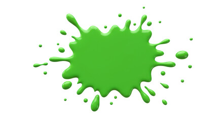 Obraz premium Cartoon drop and splatter. green stain of paint and ink with splashes. 3d render