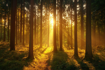 Obraz premium sunrise in the forest