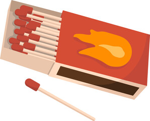match box, hiking and camping illustration.