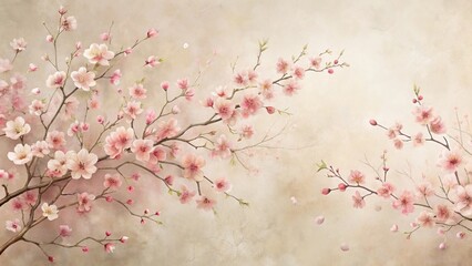 Fototapeta premium Delicate Pink Blossoms on Branches, a Serene Floral Design for Home Decor