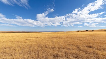 Fototapeta premium A panoramic shot of a vast, endless savannah stretching as far as the eye can see.
