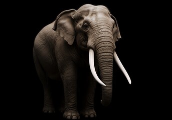 Fototapeta premium Powerful Elephant Against a Black Background