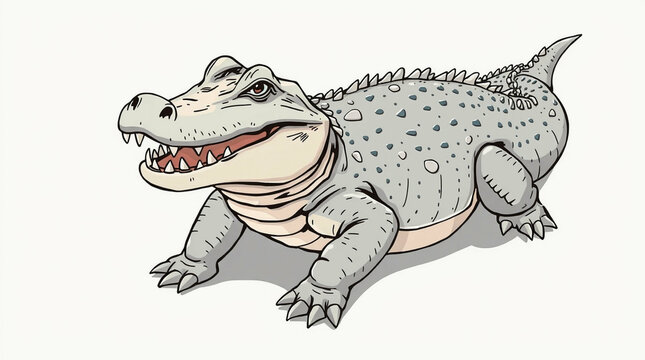 cartoon alligator gray spotted skin open mouth clip art preview