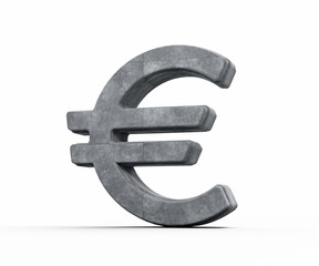 Obraz premium Grey Concrete Textured European Euro Currency Symbol On White Background 3D Illustration