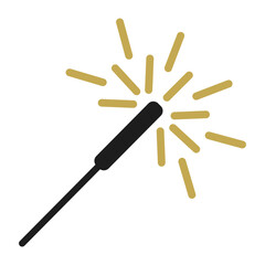 Christmas sparkler flat icon on white background. Simple vector illustration.