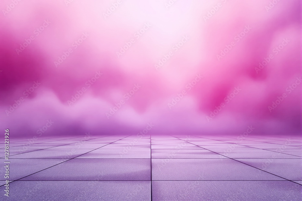 Poster soft pink fog over a tiled floor with a dreamy atmosphere.