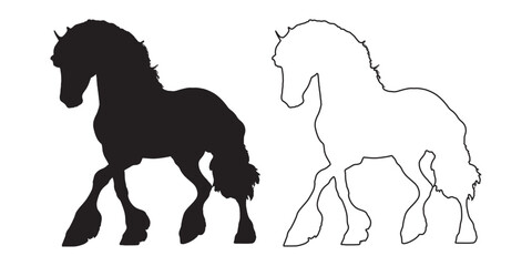 Horse Silhouette - Unique Horse Illustration for Stickers - Horse Vector - Horse Illustration - Horse Vector - Horse Outline Vector - Horse Icon
