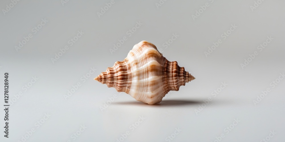 Poster spiral seashell on a smooth light background with intricate patterns and textures showcasing natural