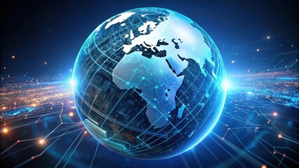 Fototapeta premium Global Network Connections A Futuristic Visualization of Worldwide Interconnectivity and Data Flow