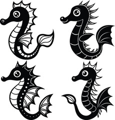 Stylized Sea Dragon Vector Icon Set for Digital & Print Projects.