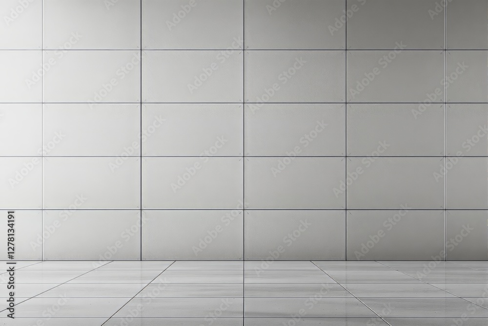 Aufkleber Minimalistic tiled wall and floor surface with light reflection in a clean and modern setting.