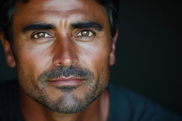 Fototapeta premium Portrait of a man with expressive facial features in natural light