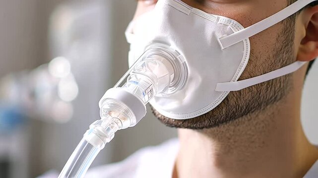 Patient Using Nebulizer Mask for Respiratory Therapy