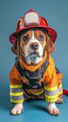 Brave Beagle in Firefighter Costume