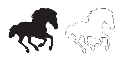 Minimalist Running Horse Art - Elegant Running Horse Clipart for Designers - Running Horse Vector - Running Horse Illustration - Running Horse Vector - Running Horse Outline Vector