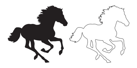 Modern Running Horse Illustration - Smooth Running Horse Outline for Logos - Running Horse Vector - Running Horse Illustration - Running Horse Vector - Running Horse Outline Vector