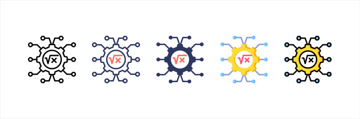 Mathematics Multistyle Icon Set