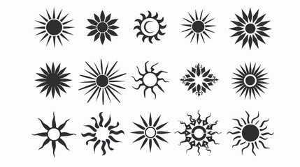 Obraz premium Radiant Sun: A Stunning Collection of Simple Vector Icons