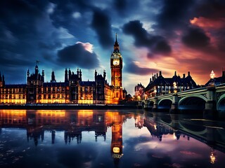 Fototapeta premium The Majesty of Big Ben and London's Skyline at Dusk