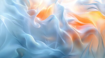 Obraz premium Abstract digital art shows flowing fabric with orange and blue hues
