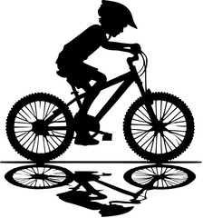 Naklejka premium boy with cycle Generative AI