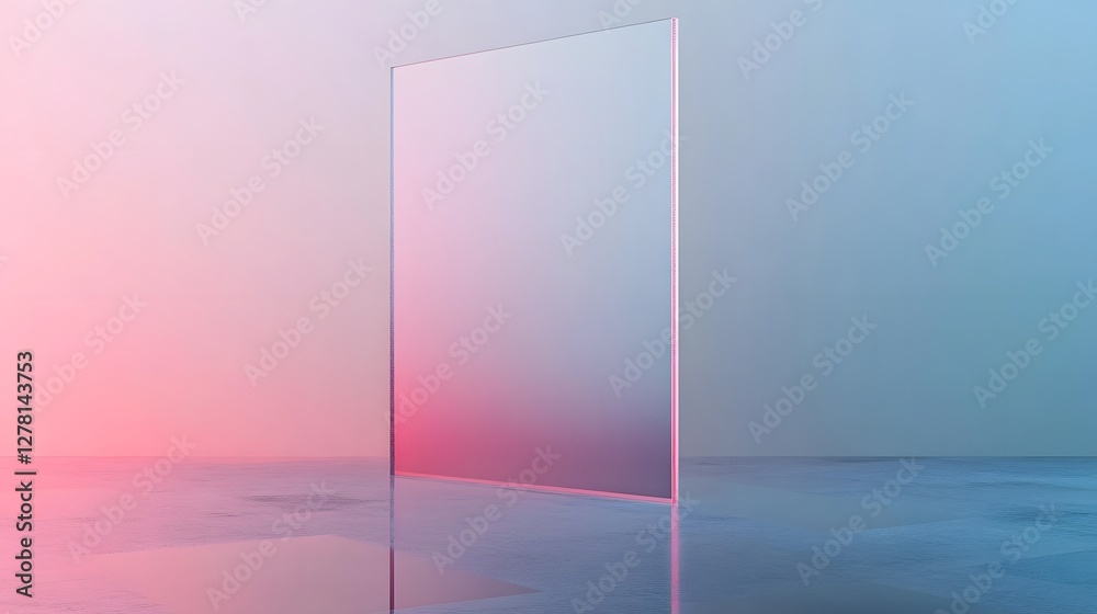 Aufkleber captivating abstract landscape featuring a geometric reflection in a serene lake at sunset