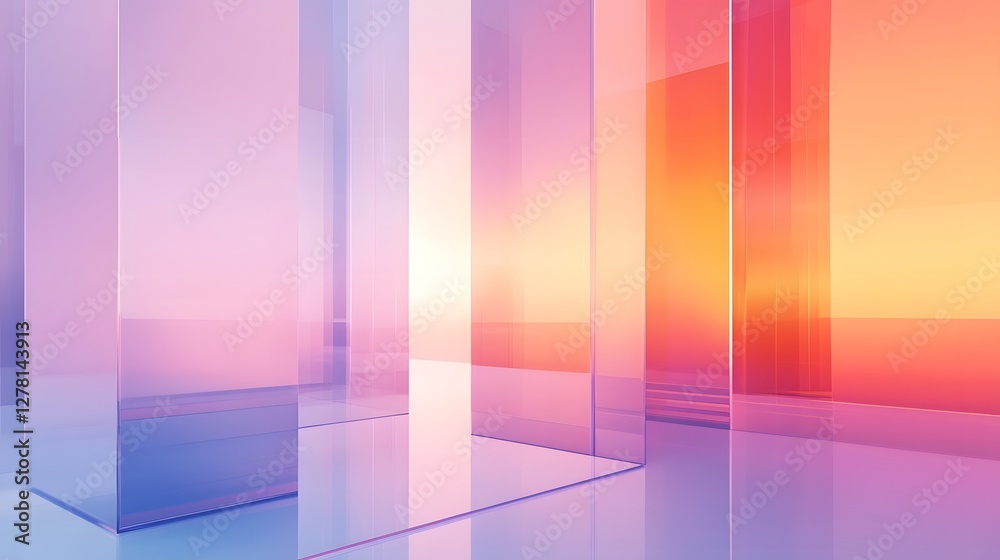 Aufkleber Captivating abstract landscape with geometric gradient reflections and minimal surreal transparency