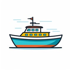 Naklejka premium Colorful Line Art Illustration of a Stylish Yacht