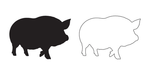 Minimalist Pig Silhouette - Elegant Pig Drawing for Decor - Pig Vector - Pig Illustration - Pig Vector - Pig Outline Vector - Pig Icon
