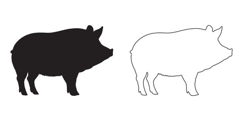 Simplified Pig Shape - Artistic Pig Design for Posters - Pig Vector - Pig Illustration - Pig Vector - Pig Outline Vector - Pig Icon
